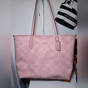 Coach Powder Pink Signature Tote
